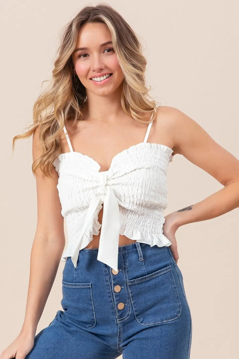 'Colette' Ruffled Smocked Camisole - Celes Fashion